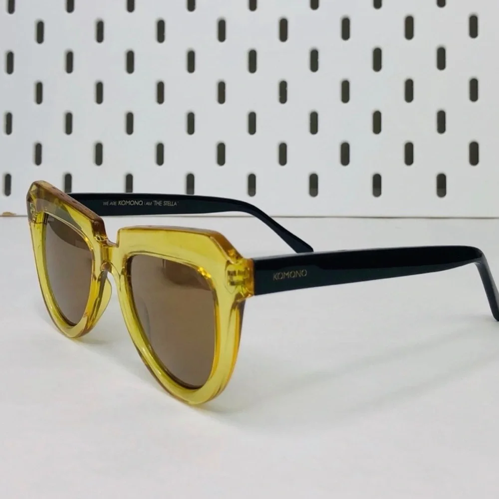 Komono Stella Sunglasses NEW Cat Eye black yellow UV400